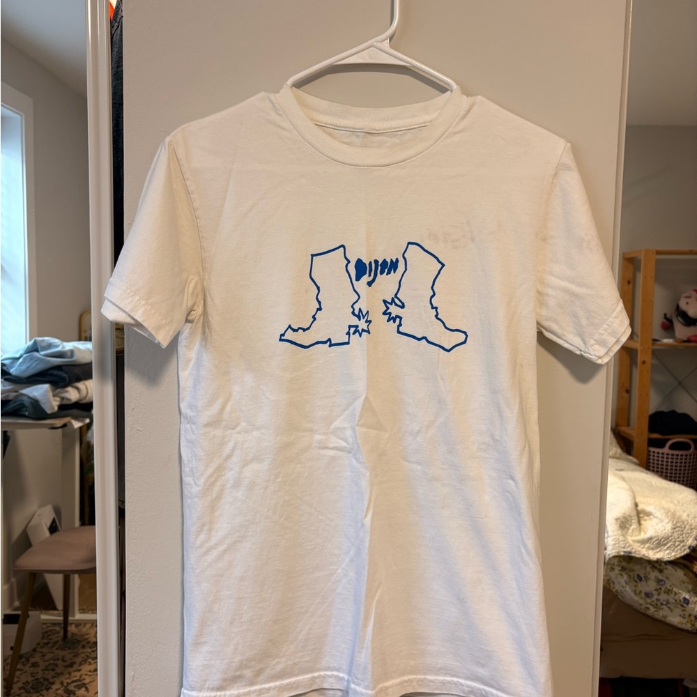 Dijon Band Tee with Blue Boot Print